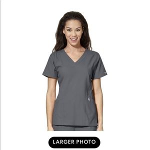 Wonderwink123 pewter scrub top